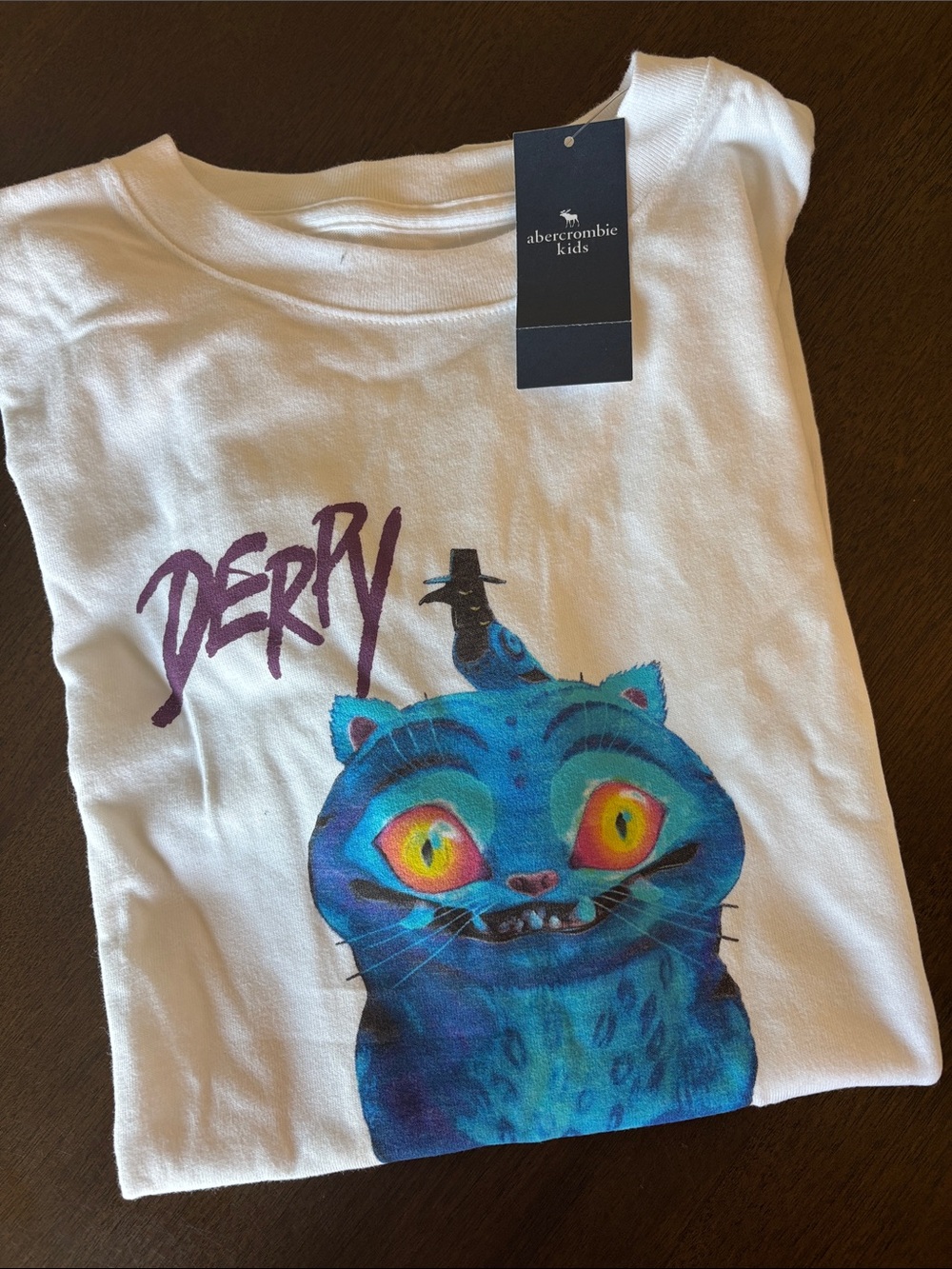 abercrombie kids White Tee with Kpop Demon Hunters Derpy Graphic